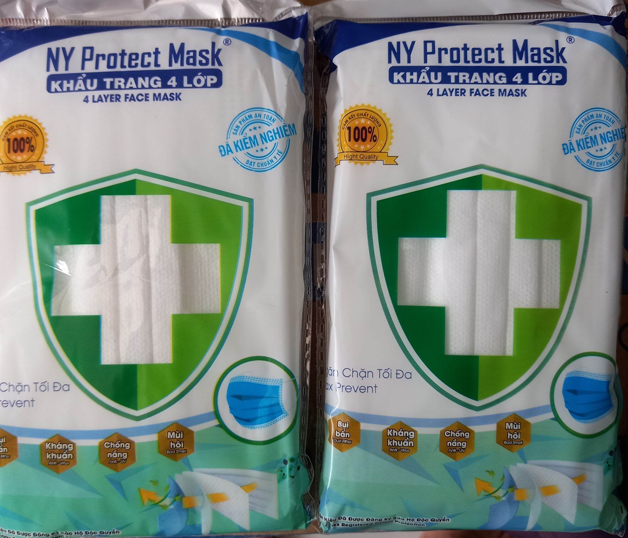 KHẨU TRANG Y TẾ NHƯ Ý ( NY PROTECT MASK ) 4 LỚP ( 1 HỘP 50 CÁI MÀU TRẮNG )