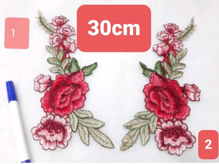 Nhành hoa thêu dài 30cm kết vải