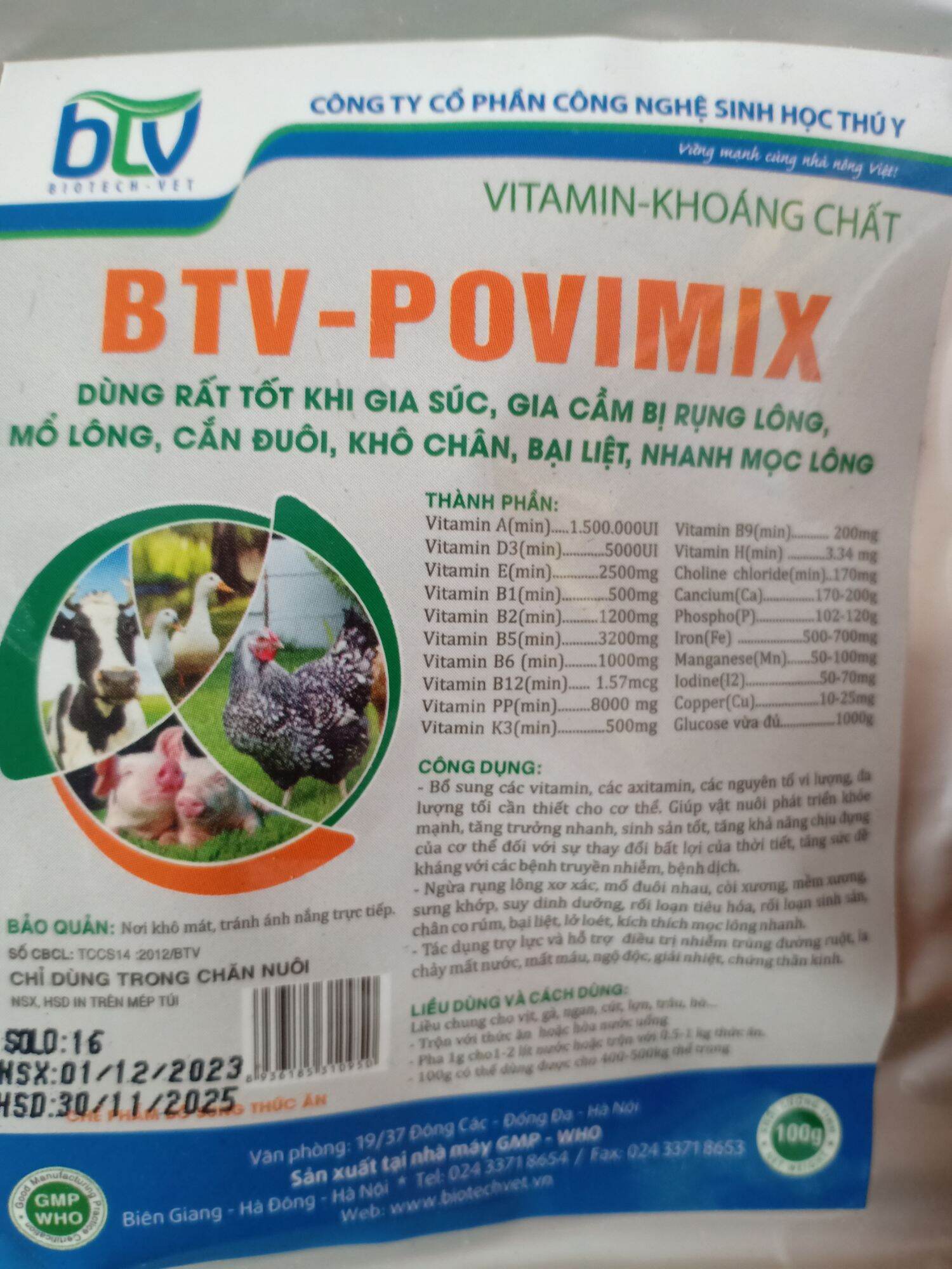 Thuốc thú y- nhanh mọc lông, chống cắn mổ gia súc ,gia cầm 100gam