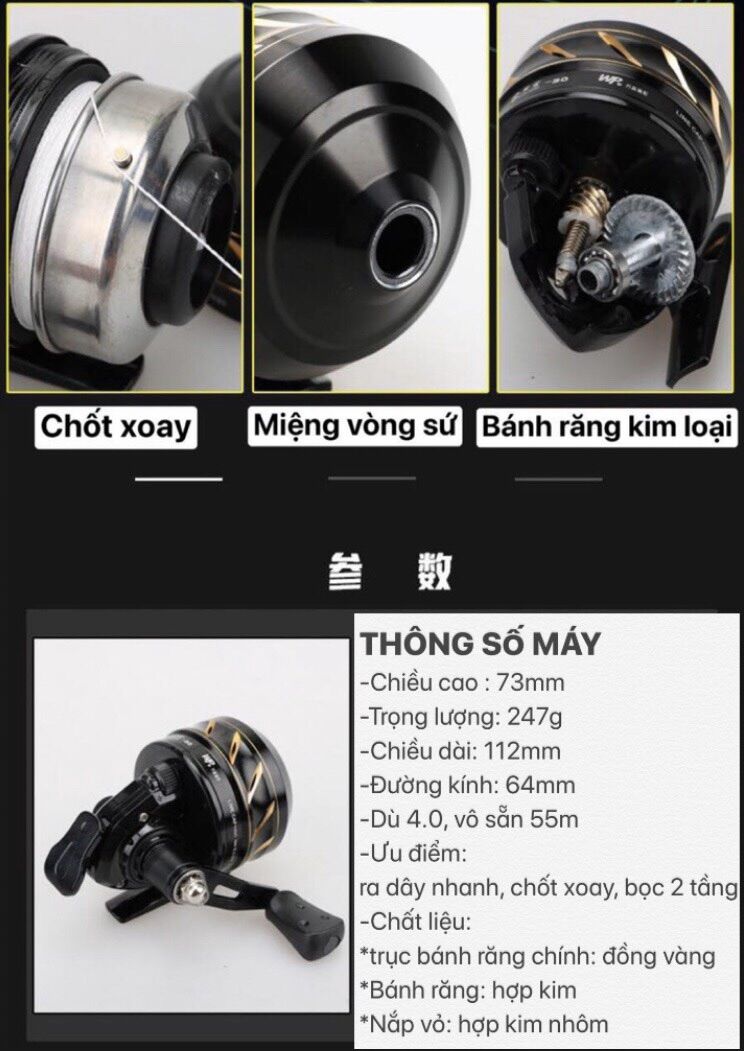 Máy thu dây cước cá, máy  CÁ MẬP ĐEN