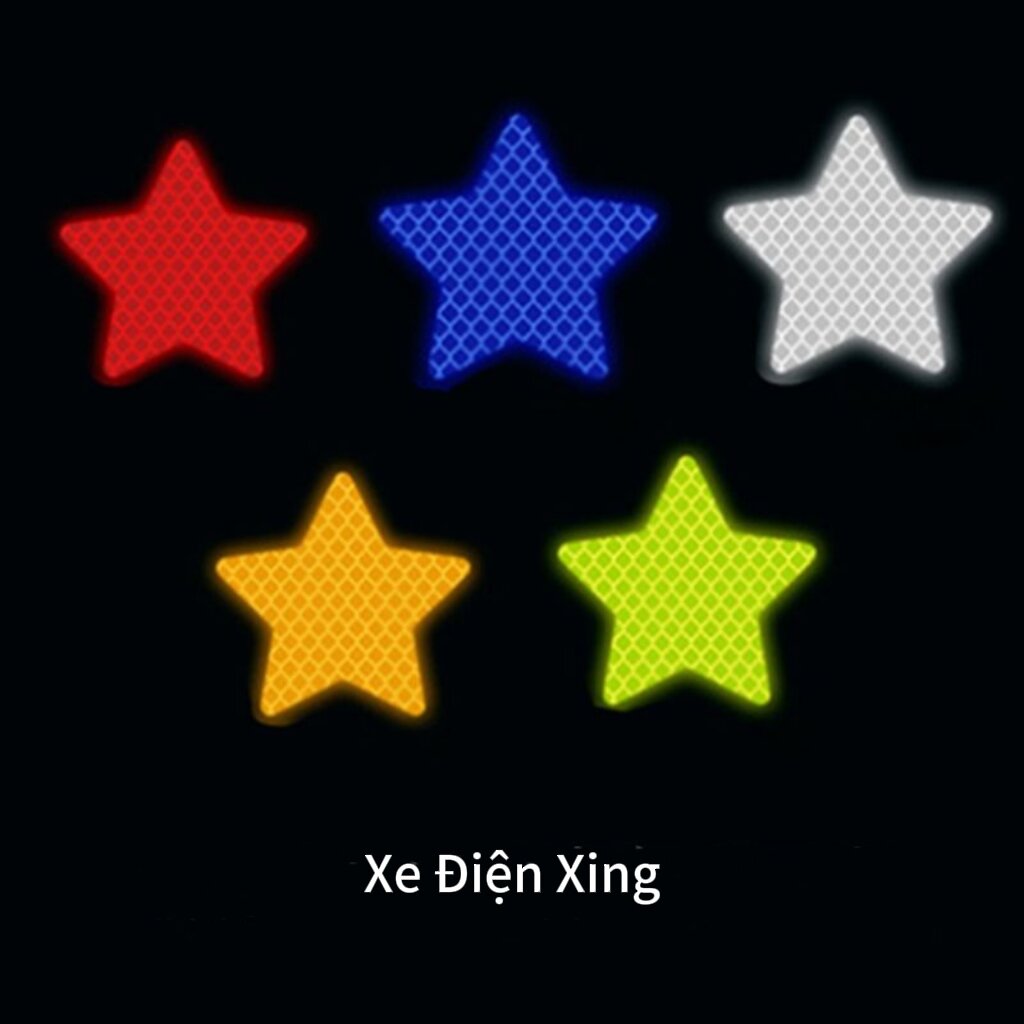 Miếng dán 5 sao trang trí phản quang cảnh báo ban đêm cho oto xe máy xe đạp,phụ tùng phụ kiện xe