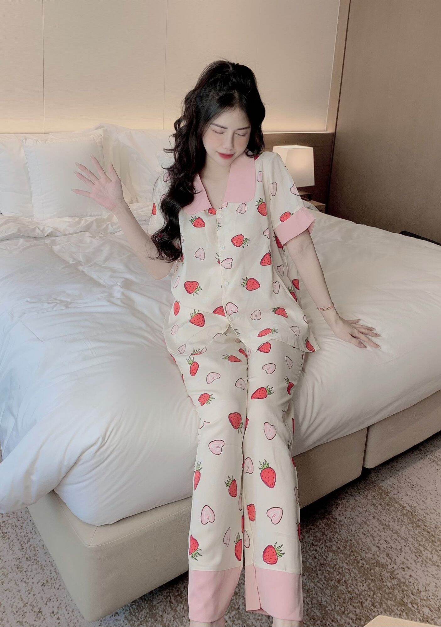 pyjama lụa cọc tay