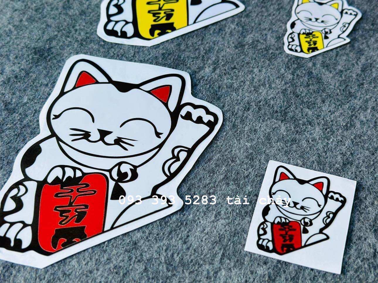 [ 1 TEM ] TEM DECAL STICKER MÈO THẦN TÀI 1/4