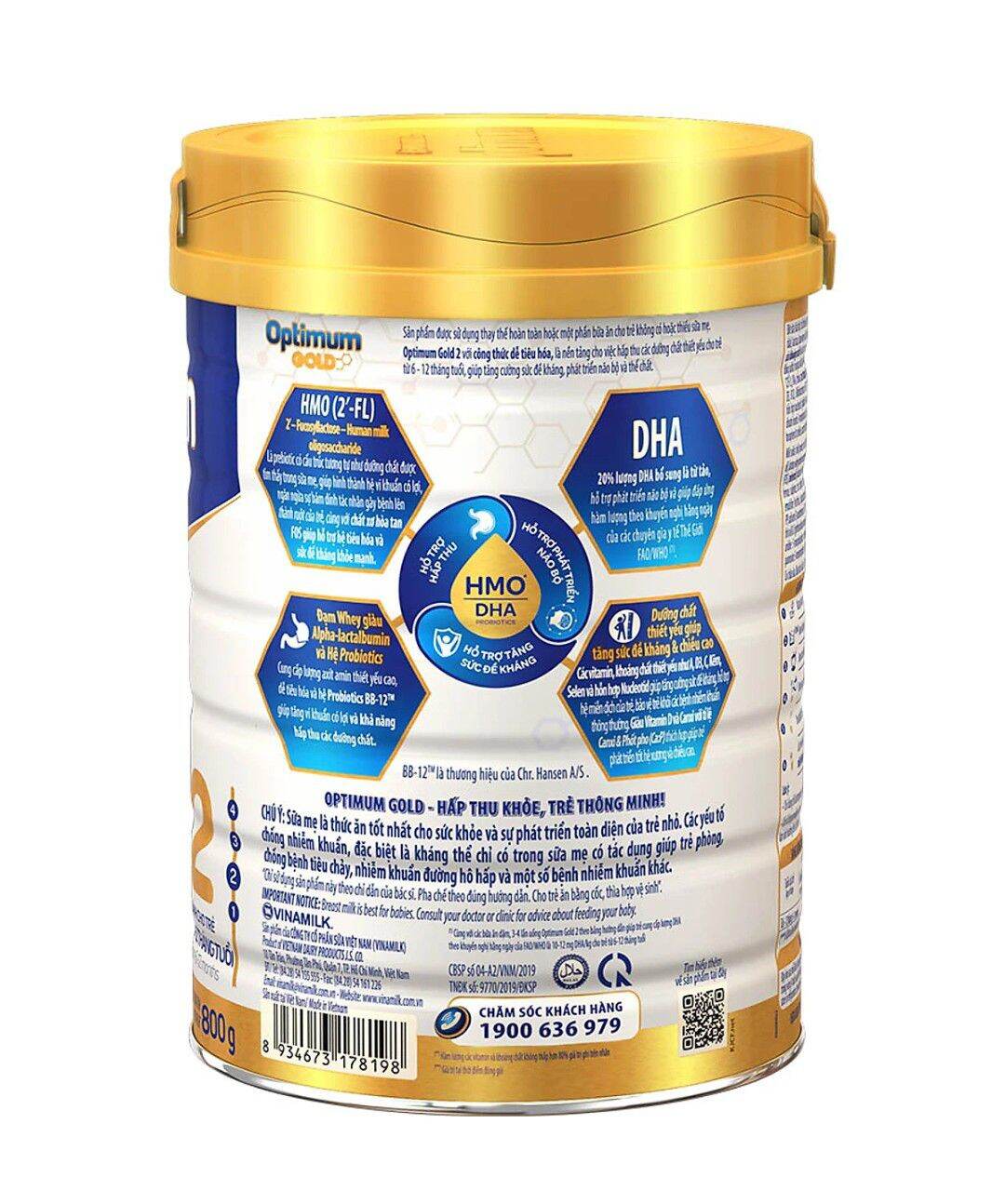 Combo 2 Hộp Sữa Vinamilk Optimum Gold 2 - 800g (6-12 tháng)