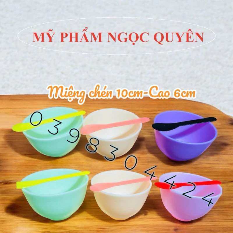 Chén dẻo silicon quậy bột mặt nạ, chén trộn mặt nạ ( kèm muỗng )