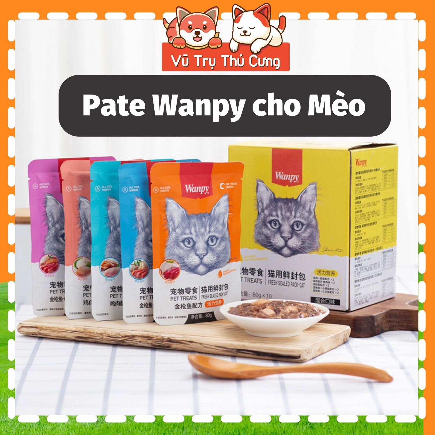 Pate Wanpy cho Mèo gói 80g, đủ vị