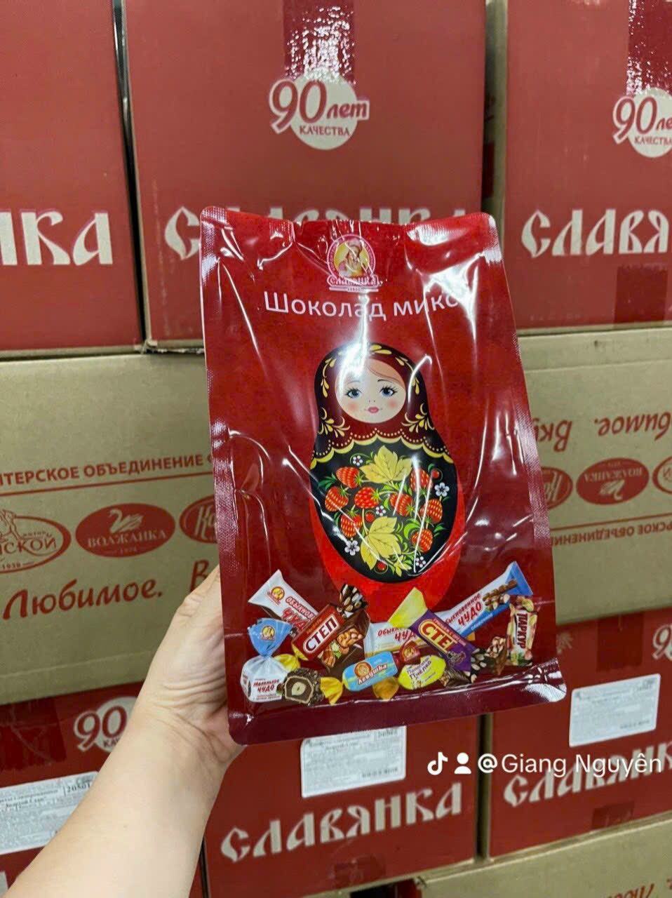 Kẹo socola Nga mix vị 450g (9 hãng 100%) Slavyanka