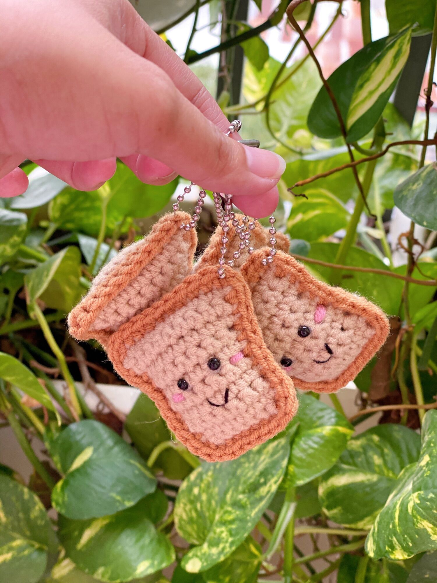 Móc khoá đôi trứng và sanwich bằng len handmade