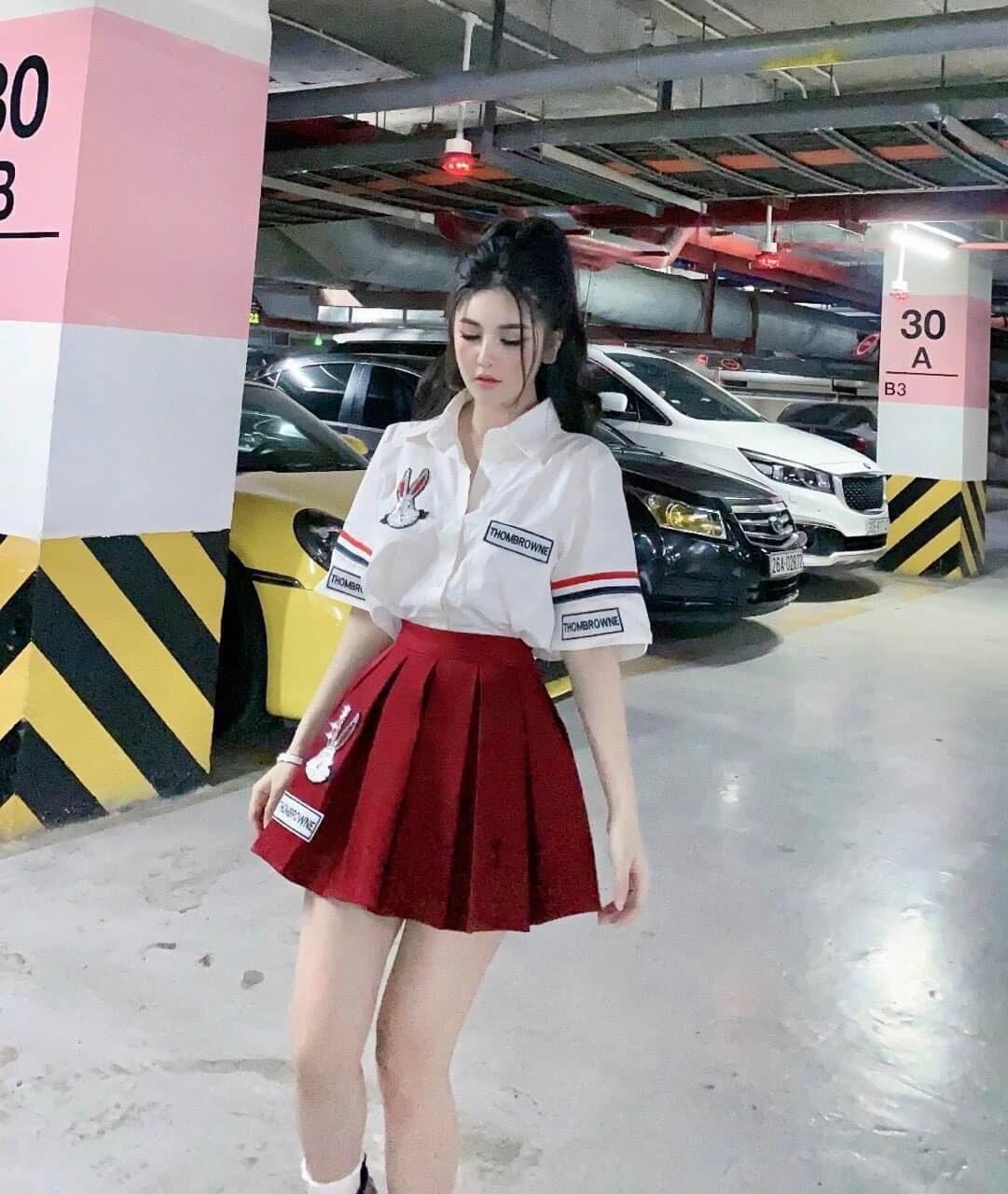 [Ảnh thật] 65-90kg Bigsize SET SƠ MI THỎ THÊU HÀN QUỐC