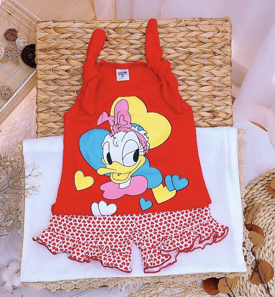 Bộ sát nách nơ vai bé gái hình Mickey