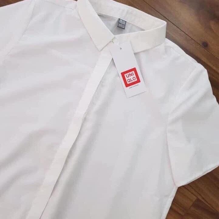 Áo sơ mi nữ Uniqlo trắng basic hàng đẹp cộc, dài tay