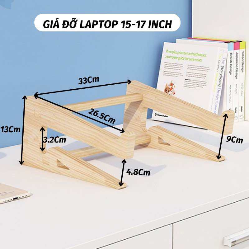 (SẴN HÀNG) Giá Đỡ Laptop Giá Đỡ Máy Tính Kệ Kê Laptop Chất liệu Bằng Gỗ Cao Cấp Tản Nhiệt