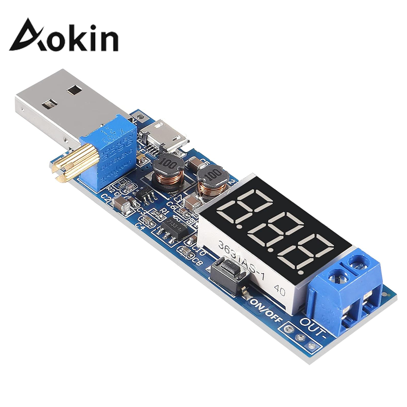 Mô-đun Chuyển Đổi Buck Boost Aokin Micro USB 5V DC-DC Điều Chỉnh Điện Áp Nguồn Điện 3.5-12V Sang 1.2