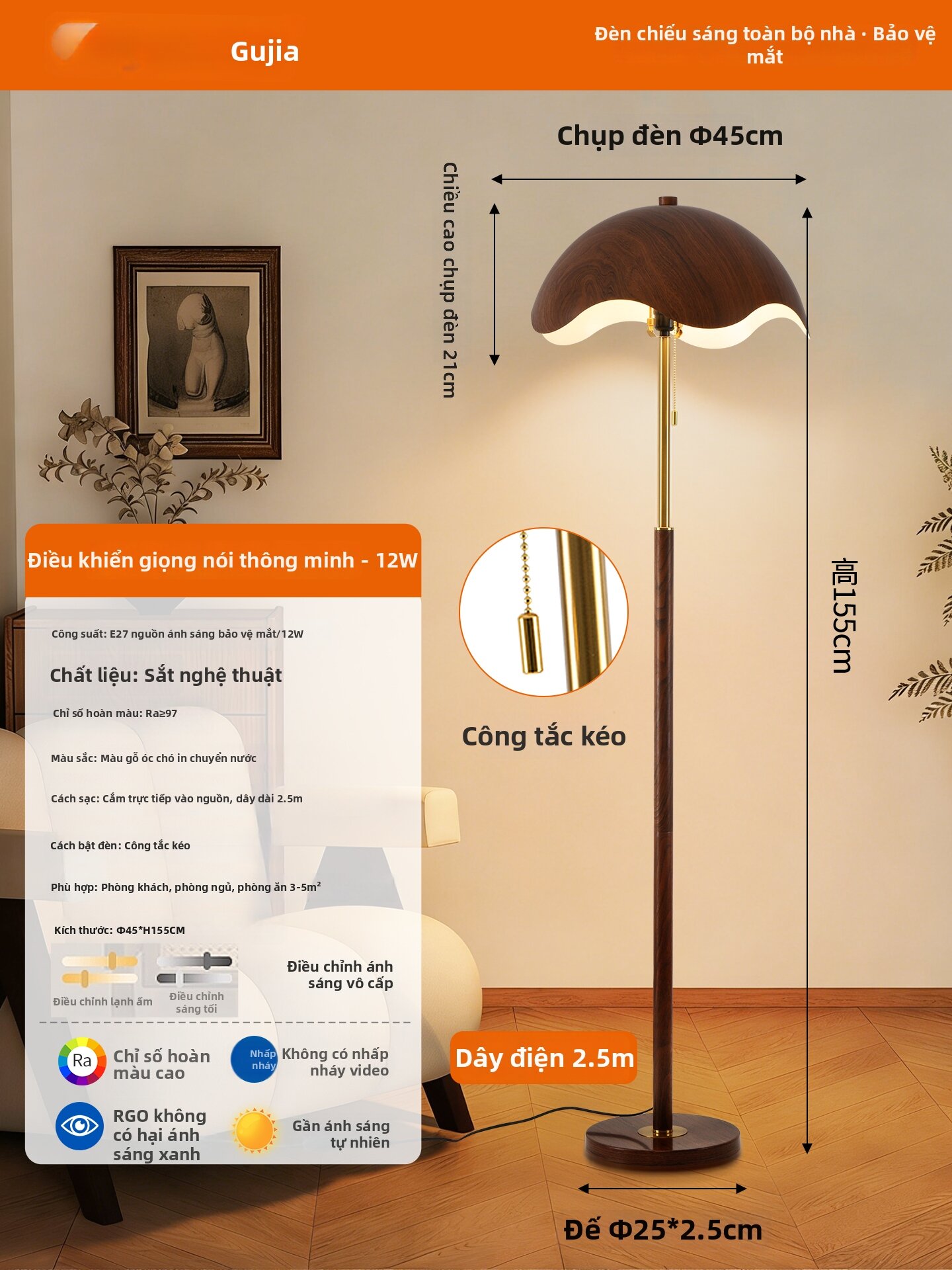 GUJIA | Đèn Sàn Cổ Điển Sang Trọng Pháp