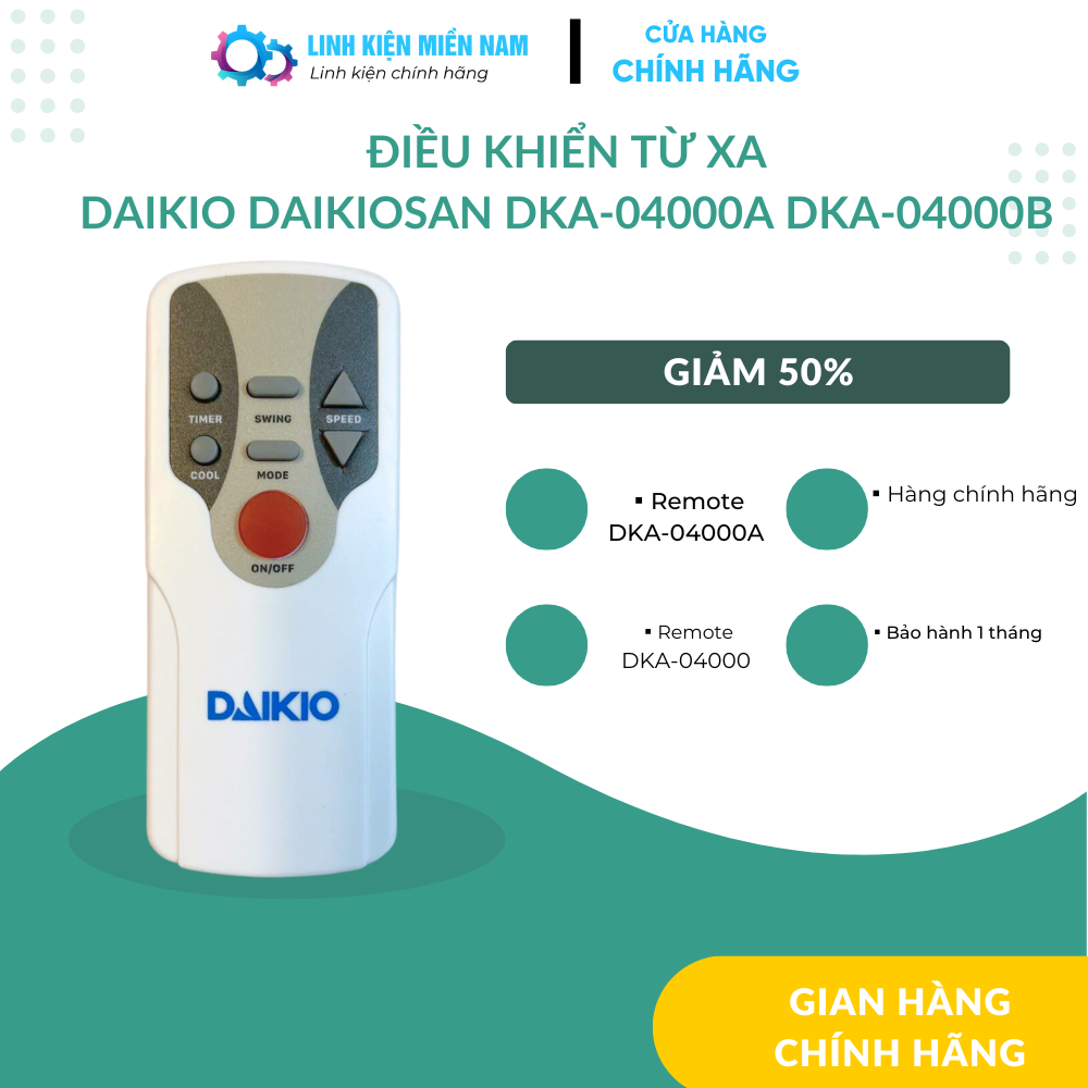 Điều khiển từ xa quạt điều hòa Daikio/Daikiosan DKA-04000A/B - chính hãng