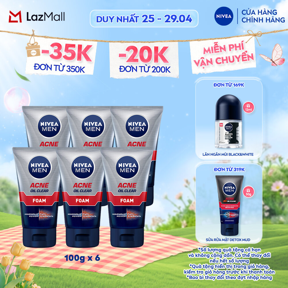Bộ 6 Sữa Rửa Mặt NIVEA MEN (100g)