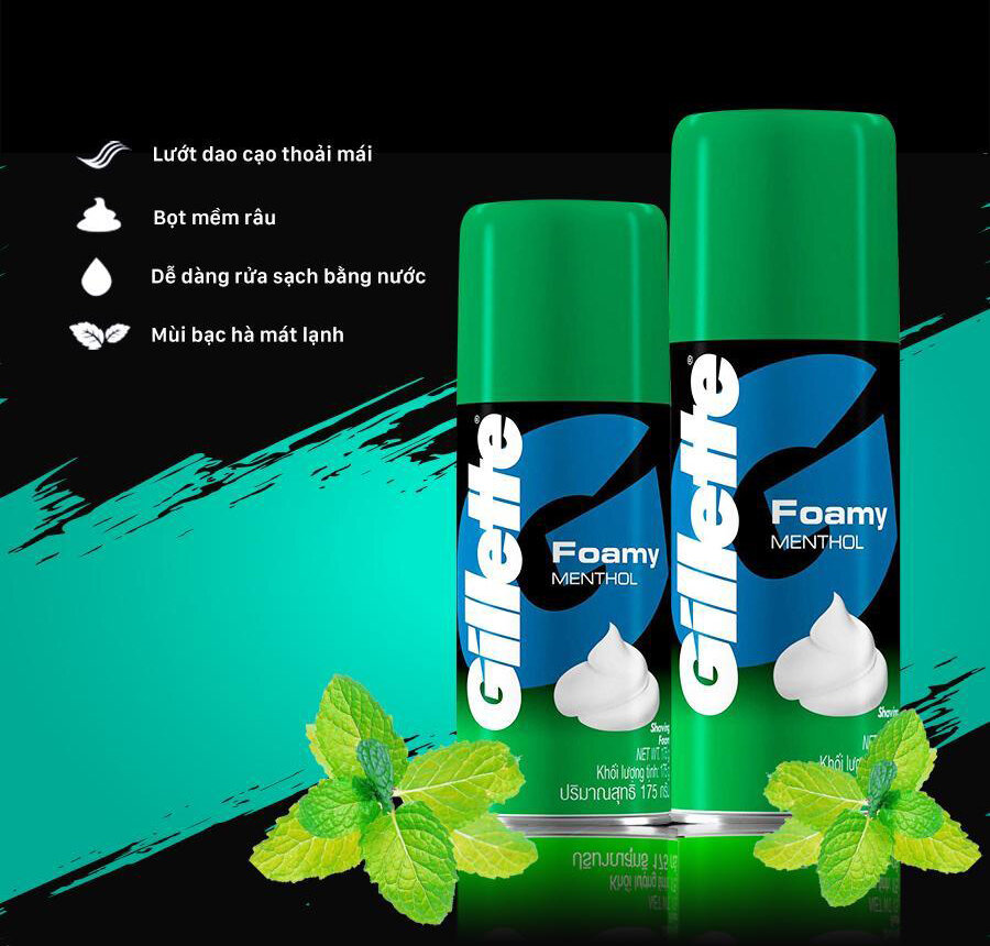 Combo dao cạo râu Gillette Vector và bọt cạo râu Gillette 175g
