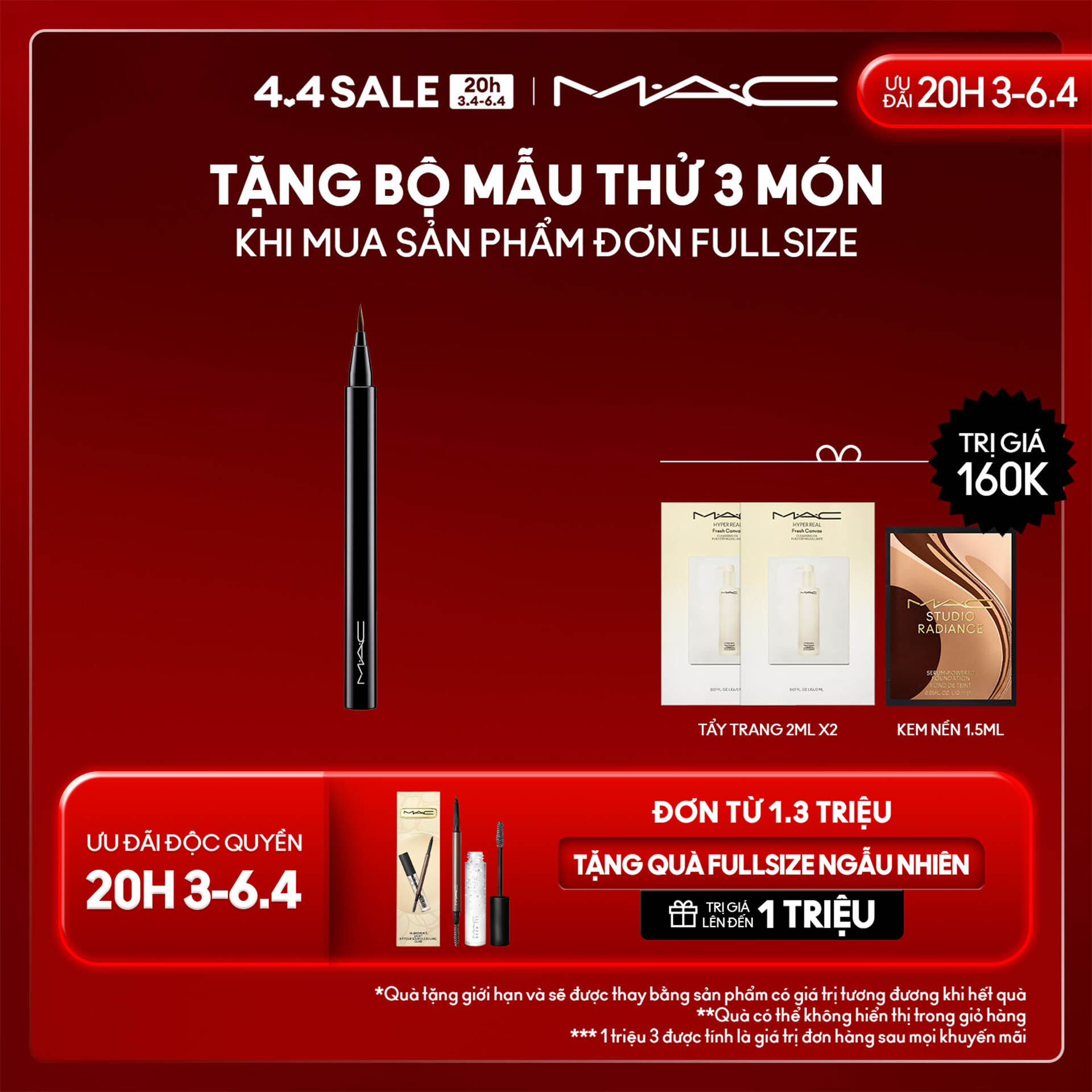 Bút kẻ mắt nước MAC Brushstroke Liquid Eye Liner | Đầu cọ mảnh sắc nét, chống lem và dễ dàng thao tác