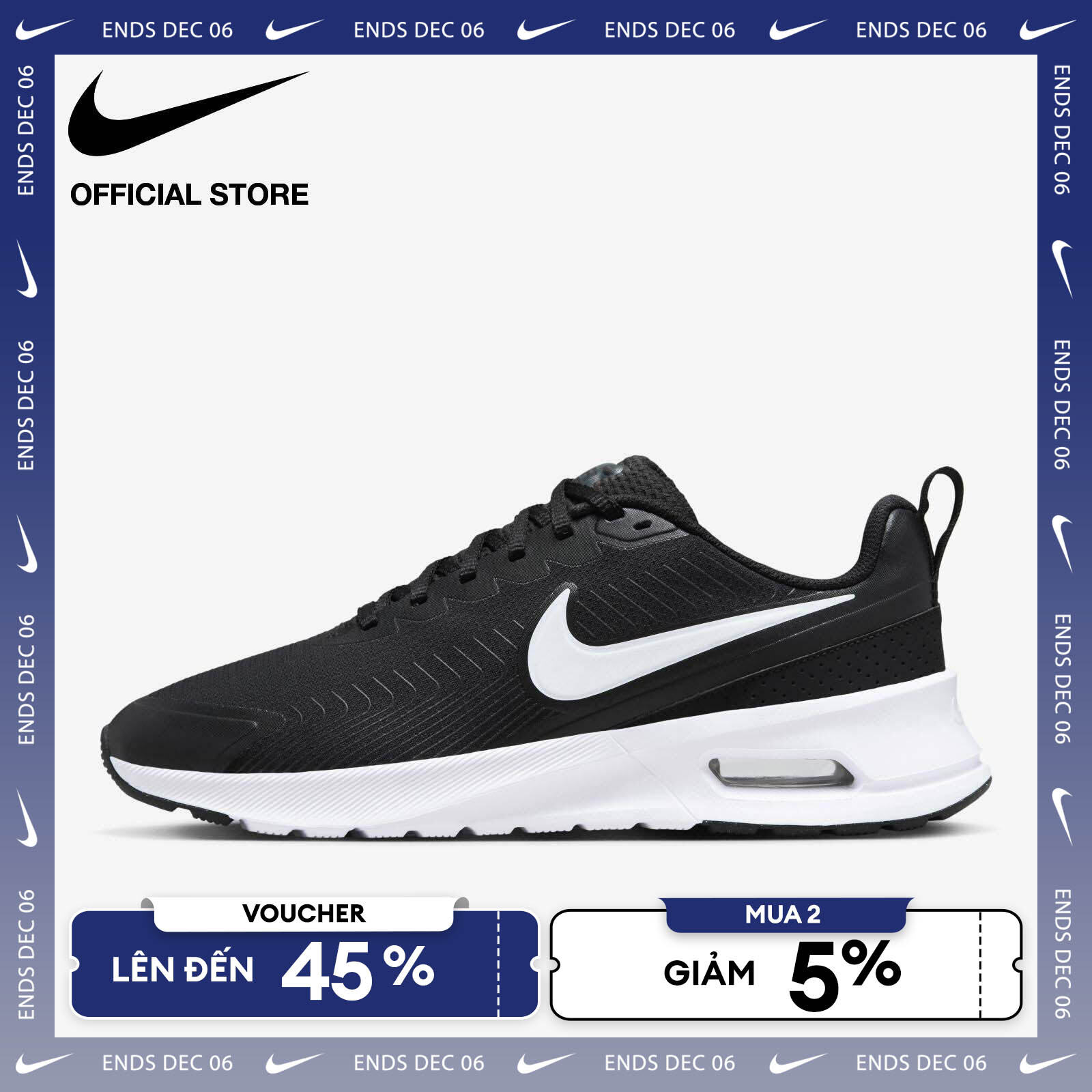   VOUCHER ĐẾN 45% + MUA 2 GIẢM 5%  Giày Thể Thao Nike Men's Air Max Nuaxis Shoes - Black 