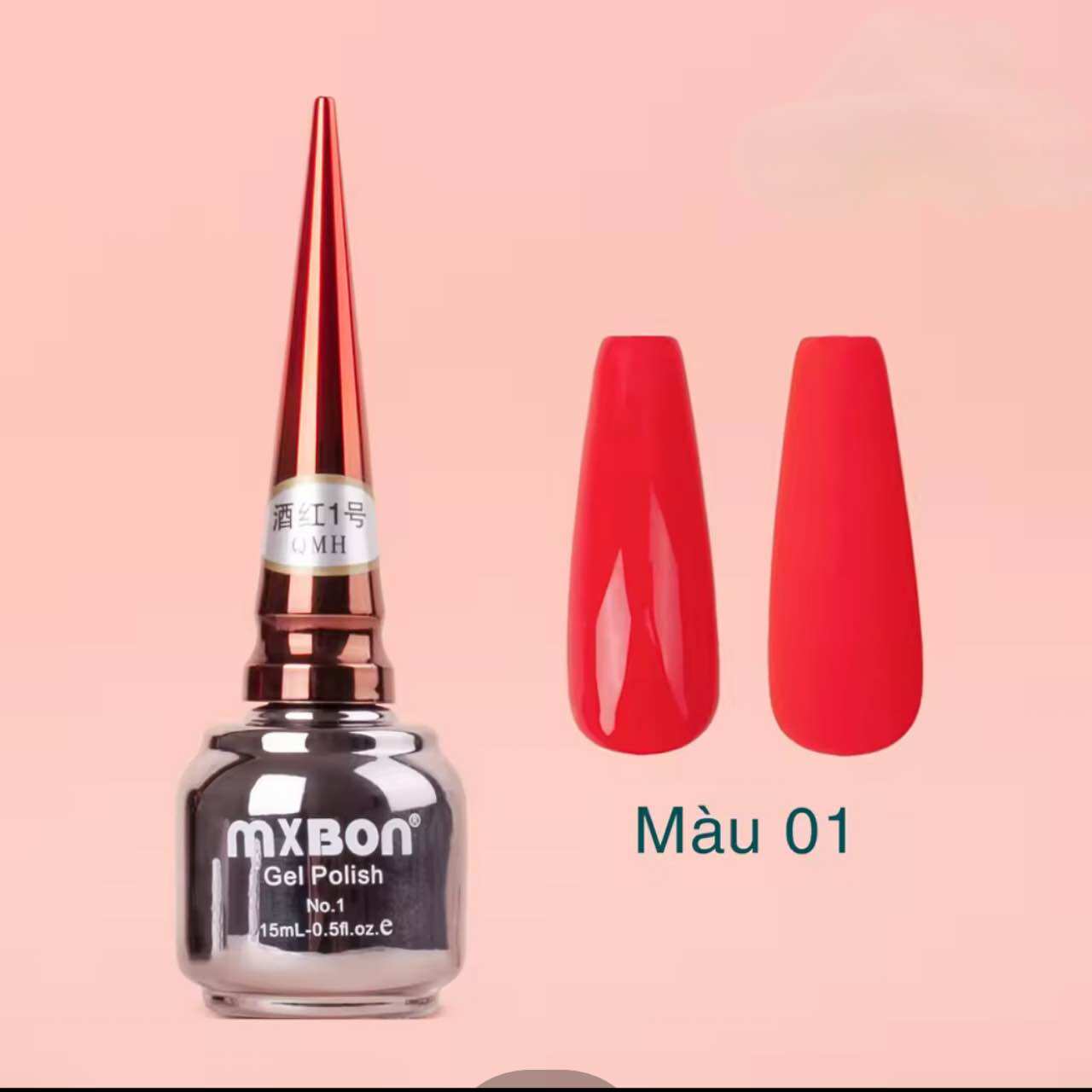 Nailbox - móng úp thiết kế mẫu sơn trơn tone đỏ 6 màu