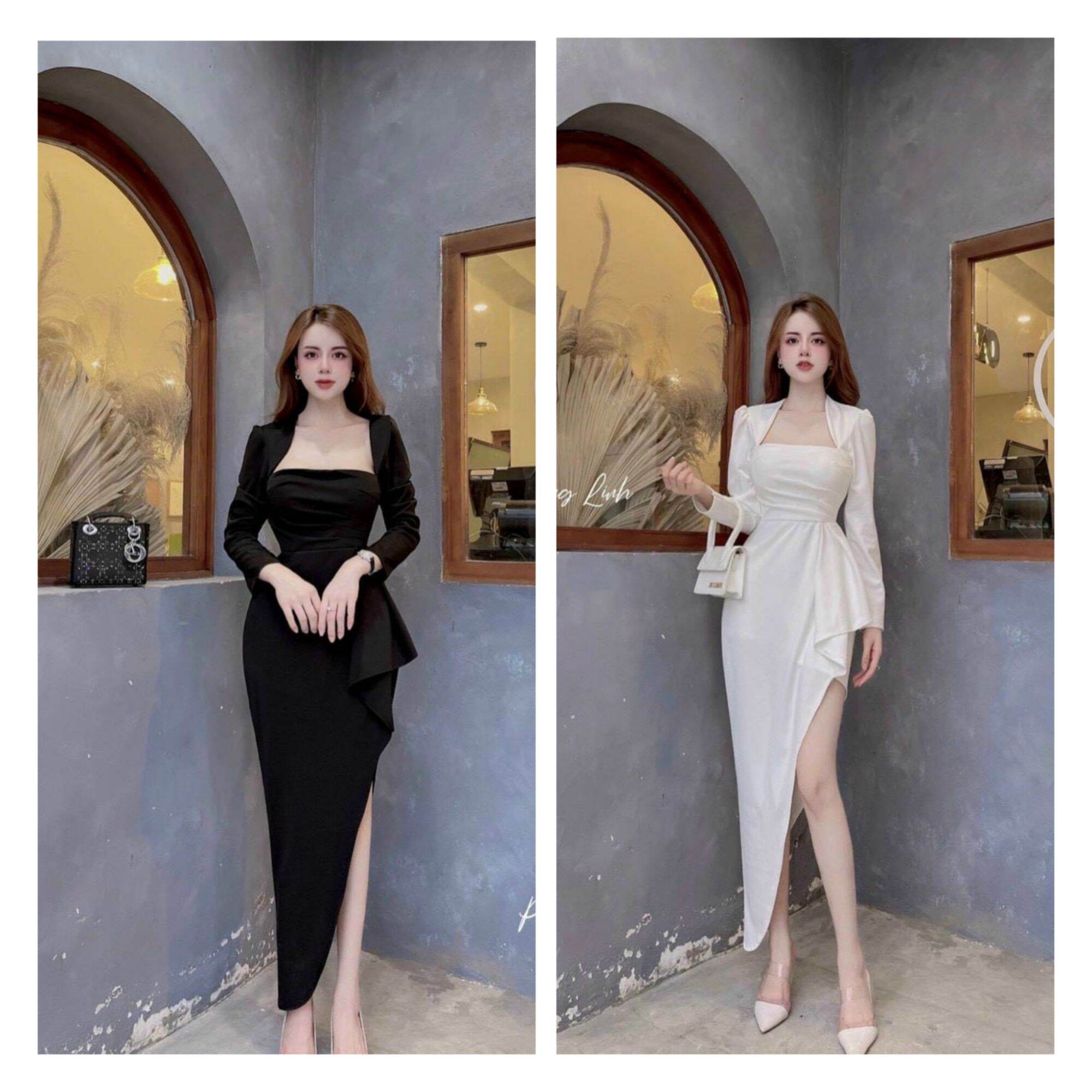 Đầm ôm cổ u xẻ tà sang trọng