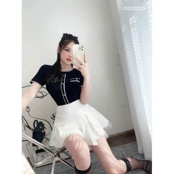 Chân váy phối ren xll1