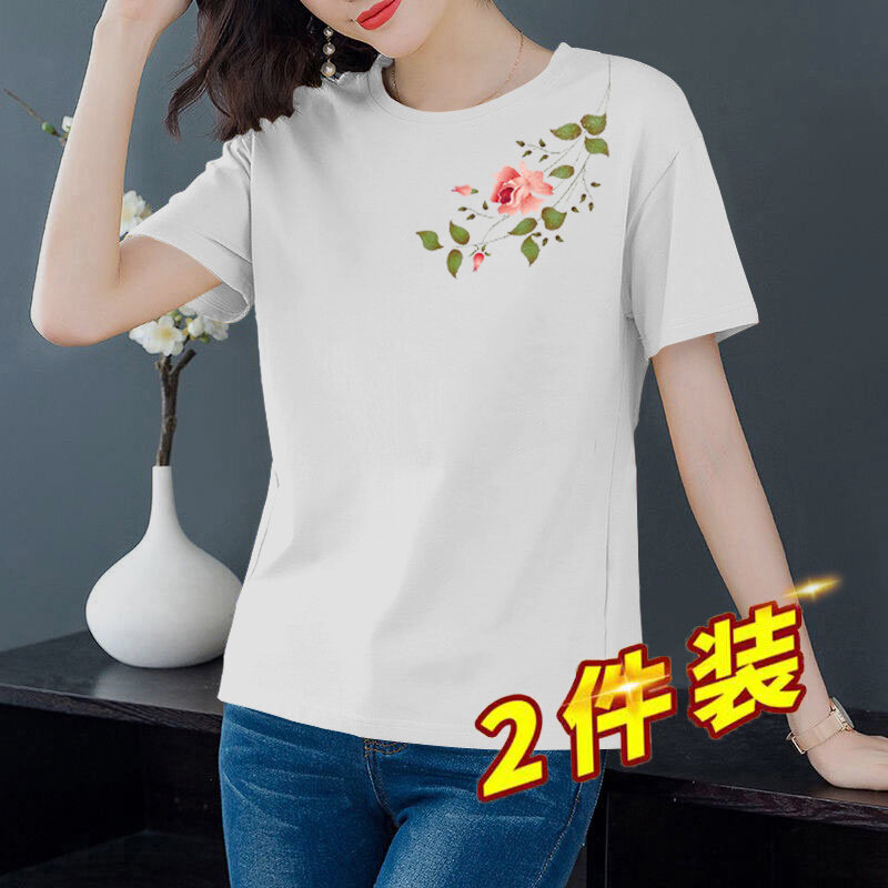 Áo Phông Ngắn Tay 2023 Cotton Cho Mẹ Trung Niên Áo Phông Thời Trang Cỡ Lớn Rộng Rãi Mẫu Mới Mùa Hè Cho Nữ Áo Trang Phục Nữ