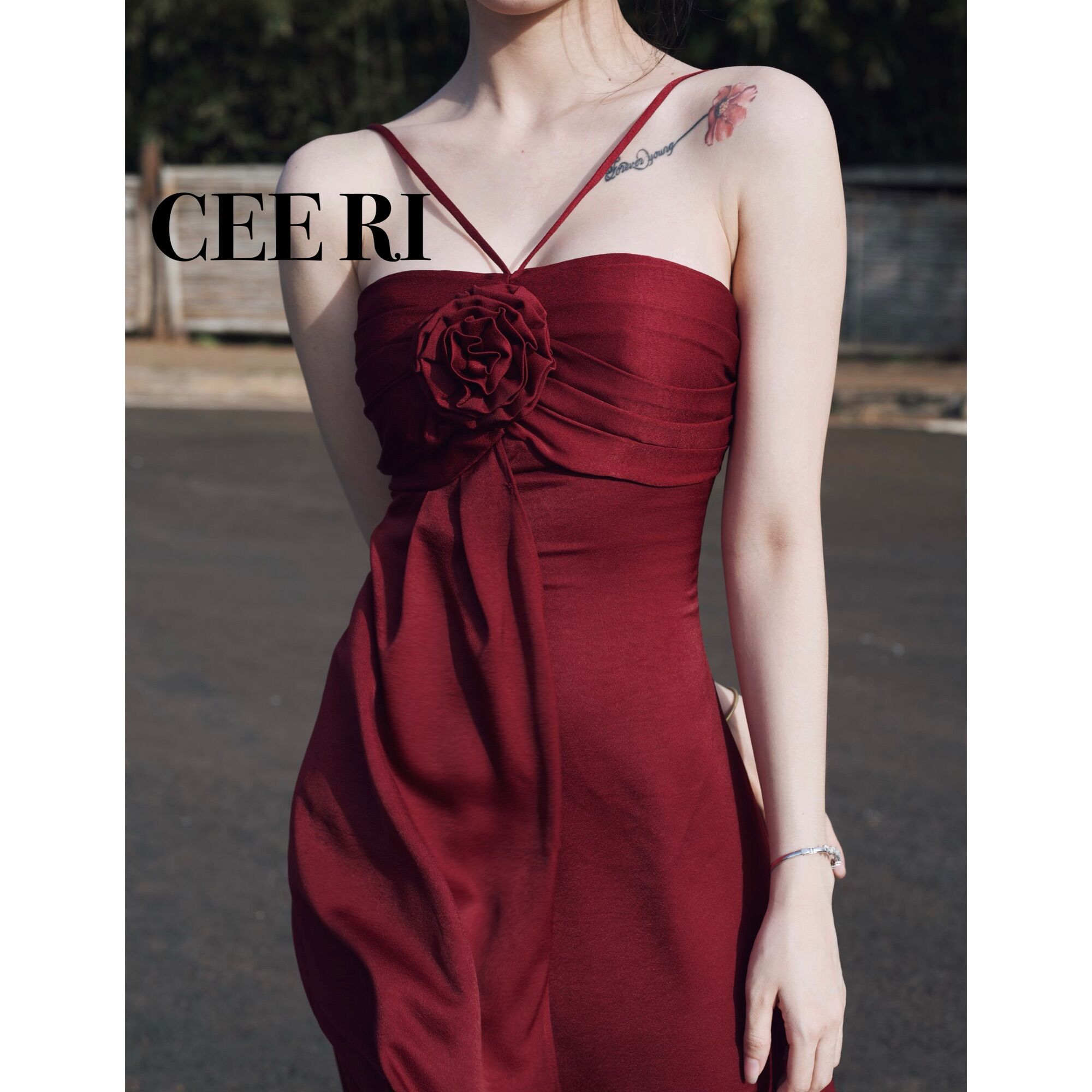 ẢNH THẬT CEERI- Váy lụa đính hoa đi chơi, dự tiệc