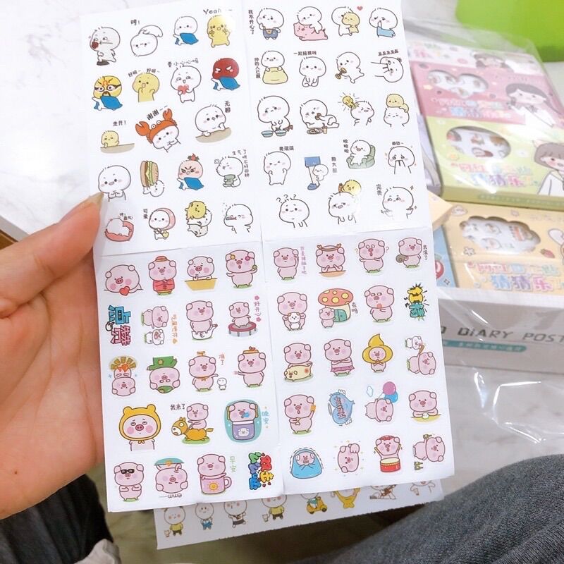 Sỉ khay 30 hộp dán sticker hình con vật ( hộp 12 tờ )