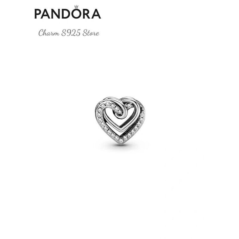Charm pan ale tim đôi đính đá bạc s925 cao cấp