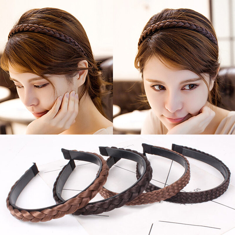 Bờm cài bím tóc màu nâu/đen (bản 1cm/1.5cm/2cm/2.5cm)