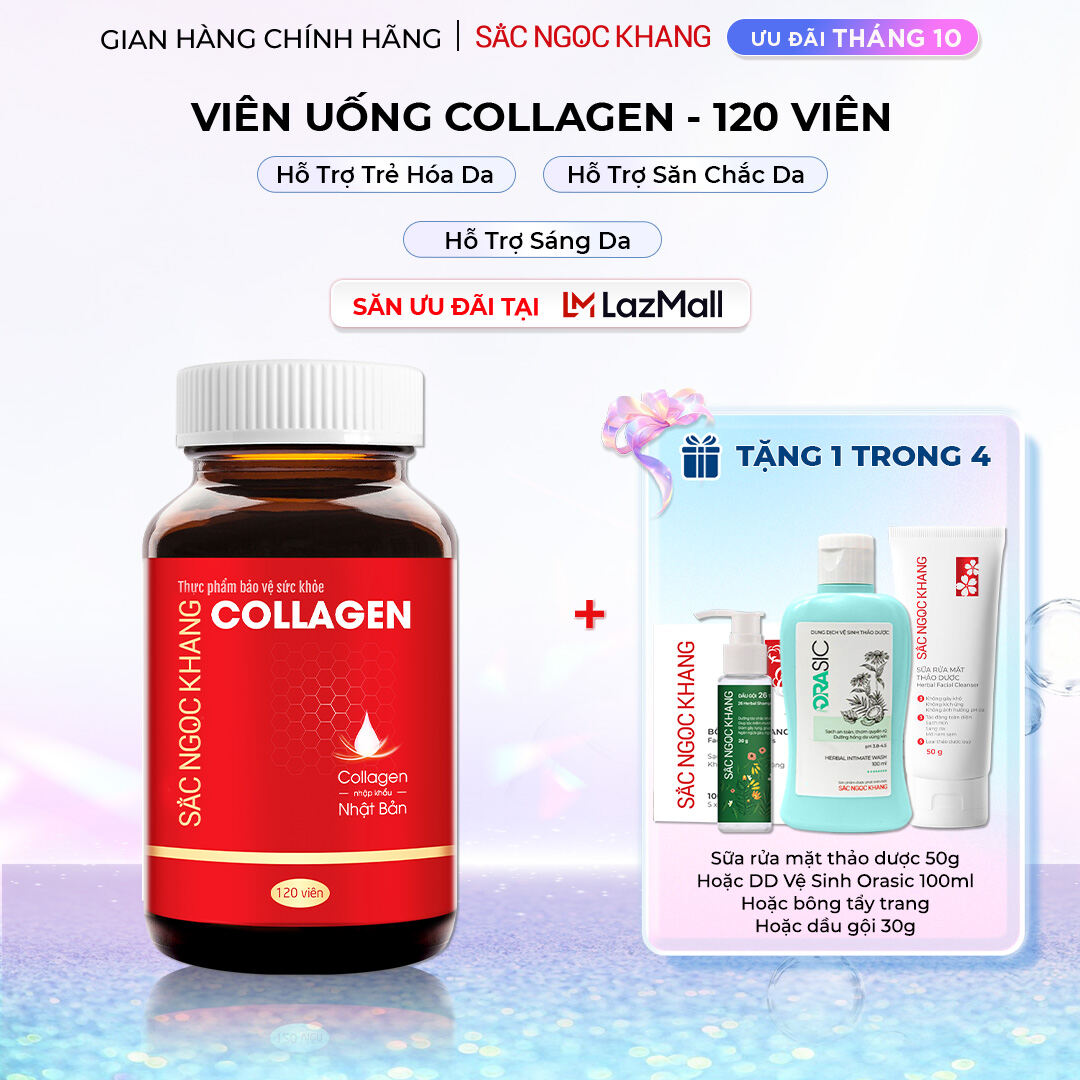 Viên Uống COLLAGEN SẮC NGỌC KHANG giúp sáng da, giảm nếp nhăn - đốm nâu, nuôi dưỡng và làm đẹp da, tóc, móng