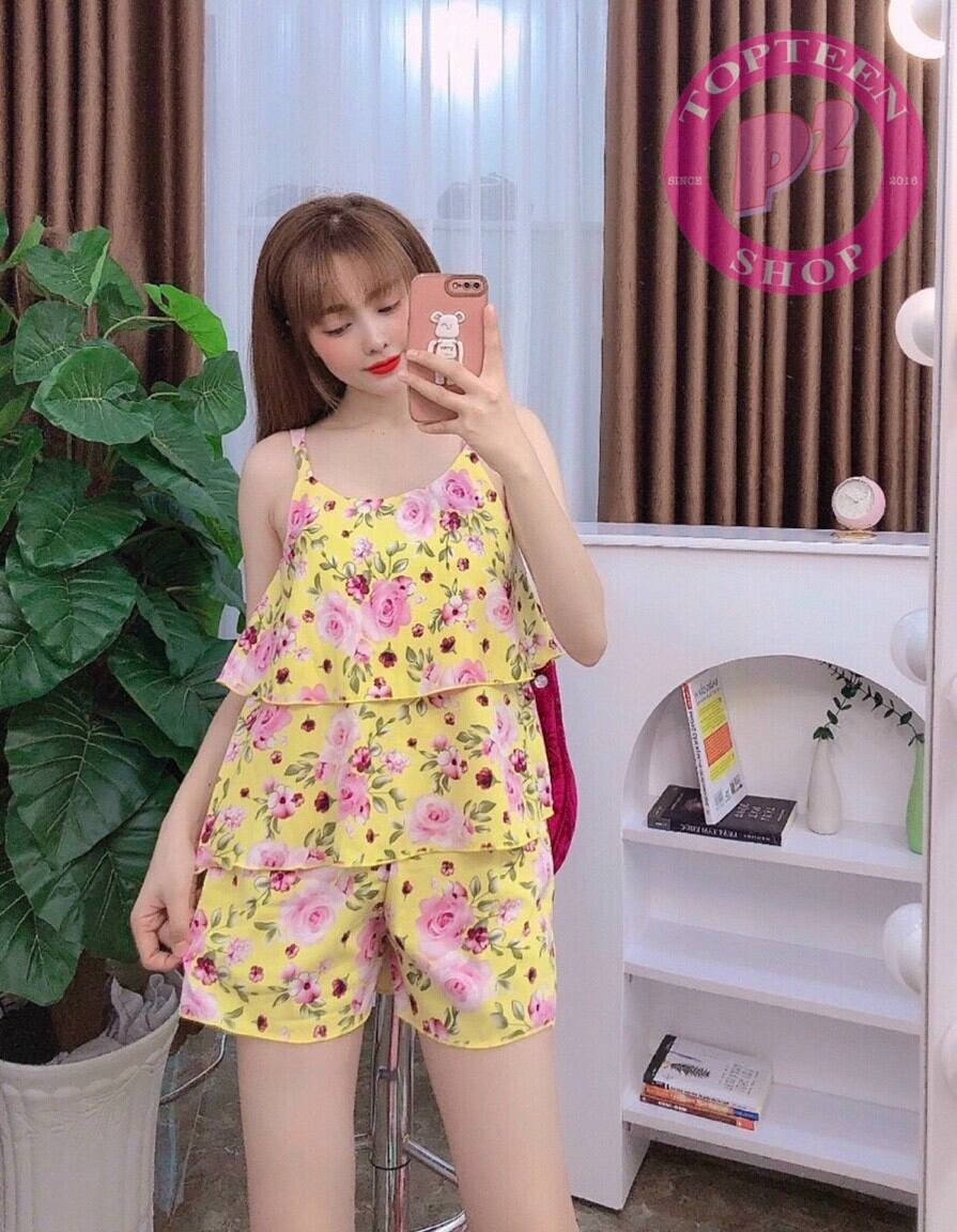 Đồ Bộ Lụa 2 Lớp Cho Nữ Mặc Nhà