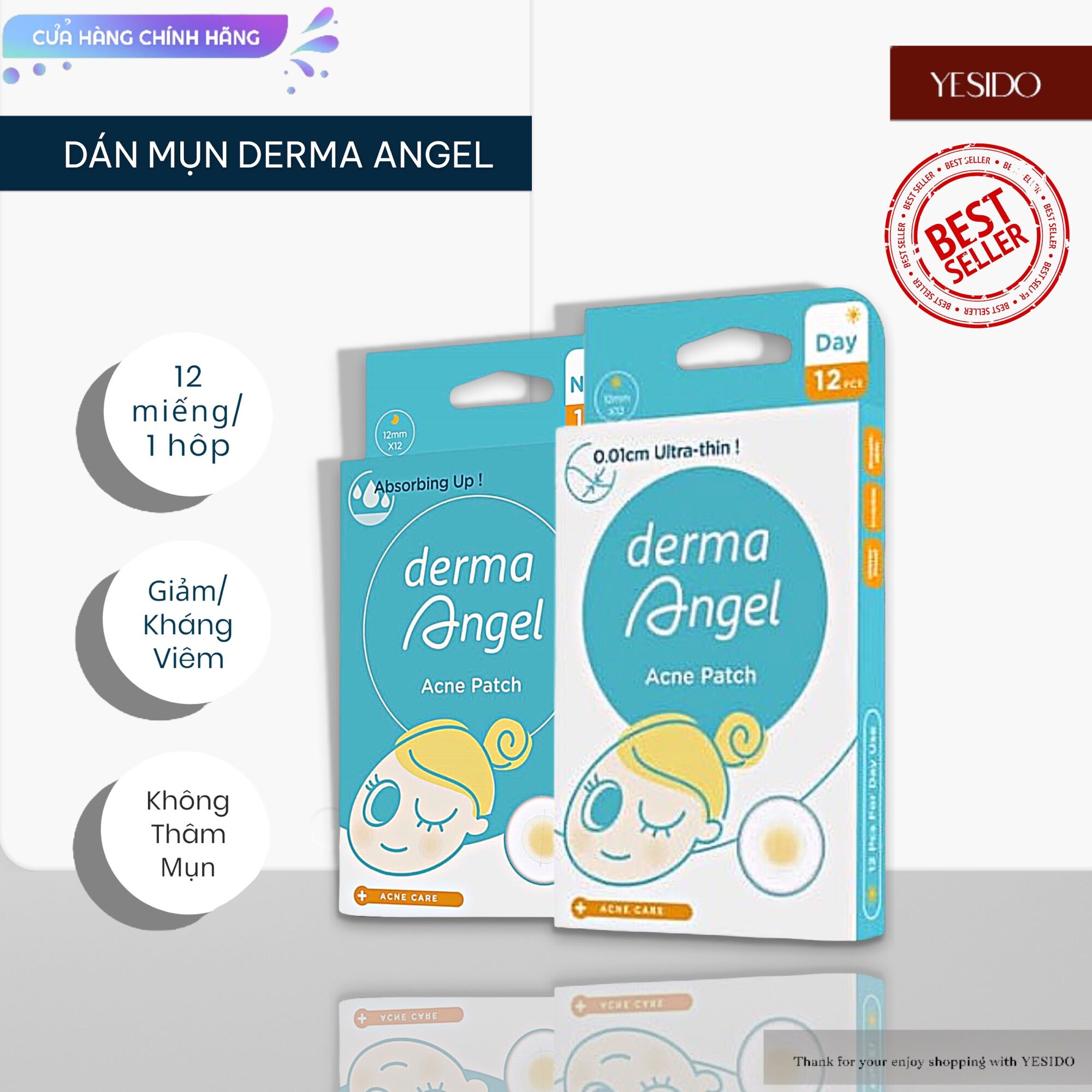 Miếng Dán Mụn Derma Angel Đêm 12 miếng