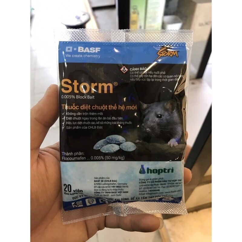 THUỐC DIỆT CHUỘT SINH HỌC STORM 0.005% GÓI 20 VIÊN