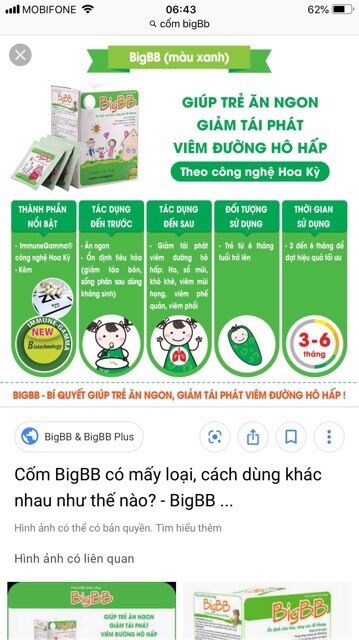 Cốm BigBB và BigBB Plus - 16 gói x 3gram