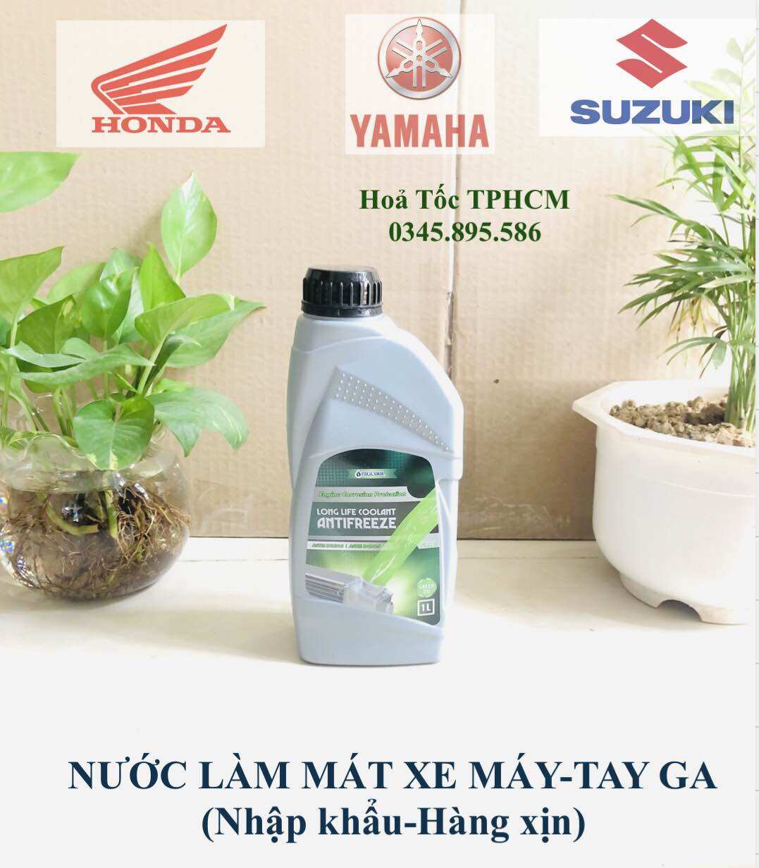 Nước làm mát máy mô tô -tay ga Chai 1L,màu xanh(Bigcool-Nga)