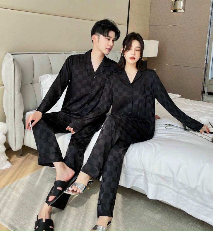 Đồ Bộ Lụa Gấm Tiểu Thư Bigsize siêu xinh - Gấm ô vuông Tay suông