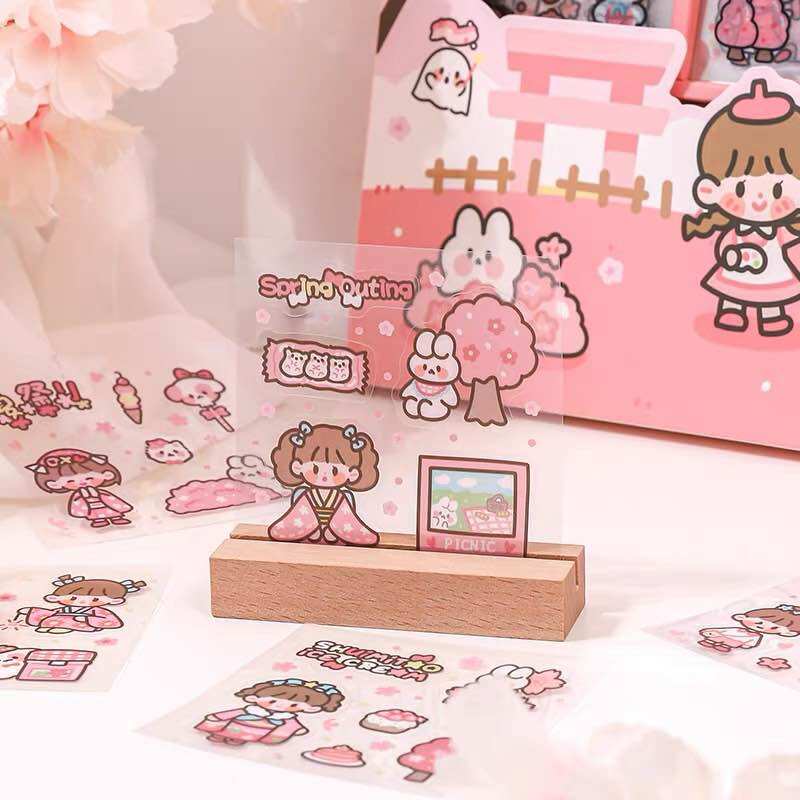 Sticker hộp 200 tấm hình dán dễ thương Spring (PVC)