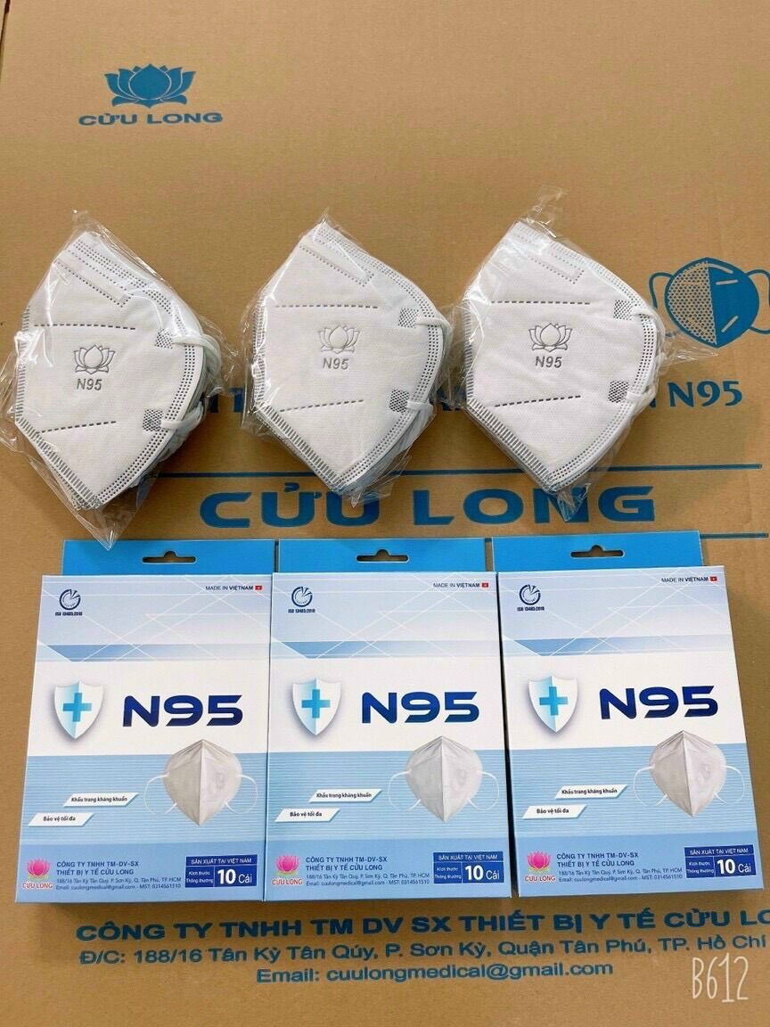 Khẩu Trang N95 Cửu Long 6 Lớp ( 1 Hộp 10 cái )