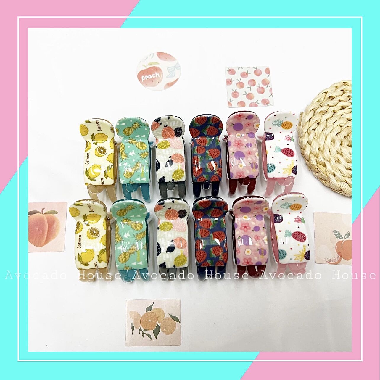 Kẹp tóc càng cua 3 răng Honey hình trái cây