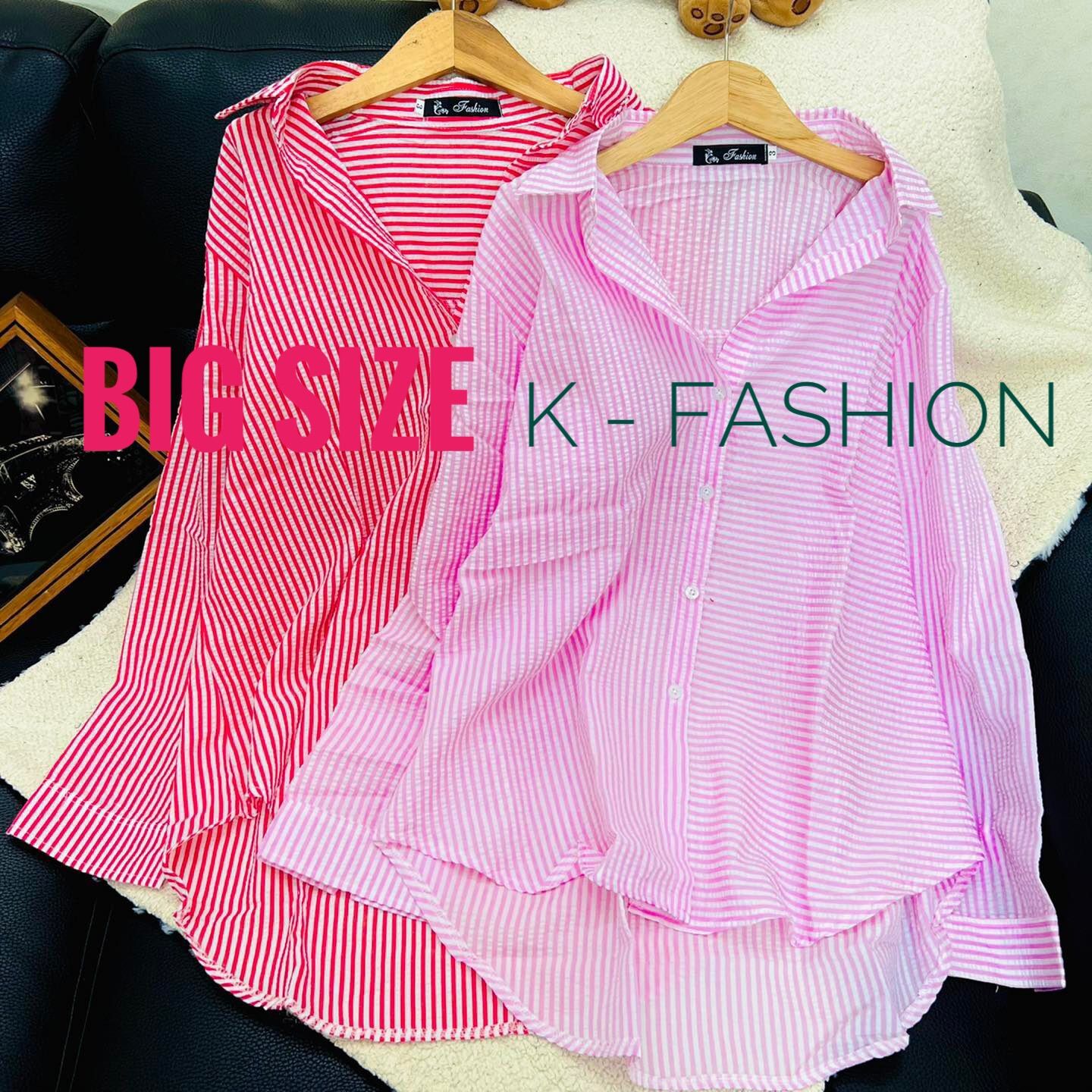 Áo sơ mi nữ sọc cotton thô - big size - đủ size