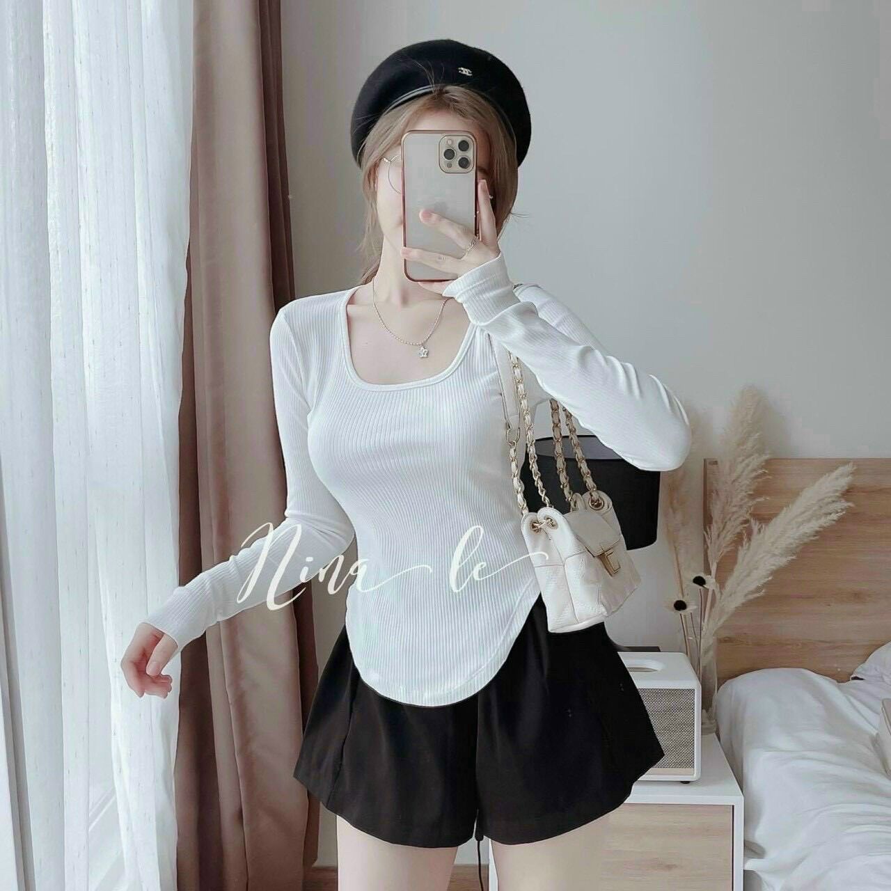 Áo vạt bầu tay dài gân