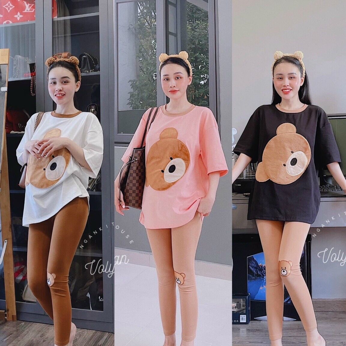 Sét gấu thêu áo form rộng quần dài