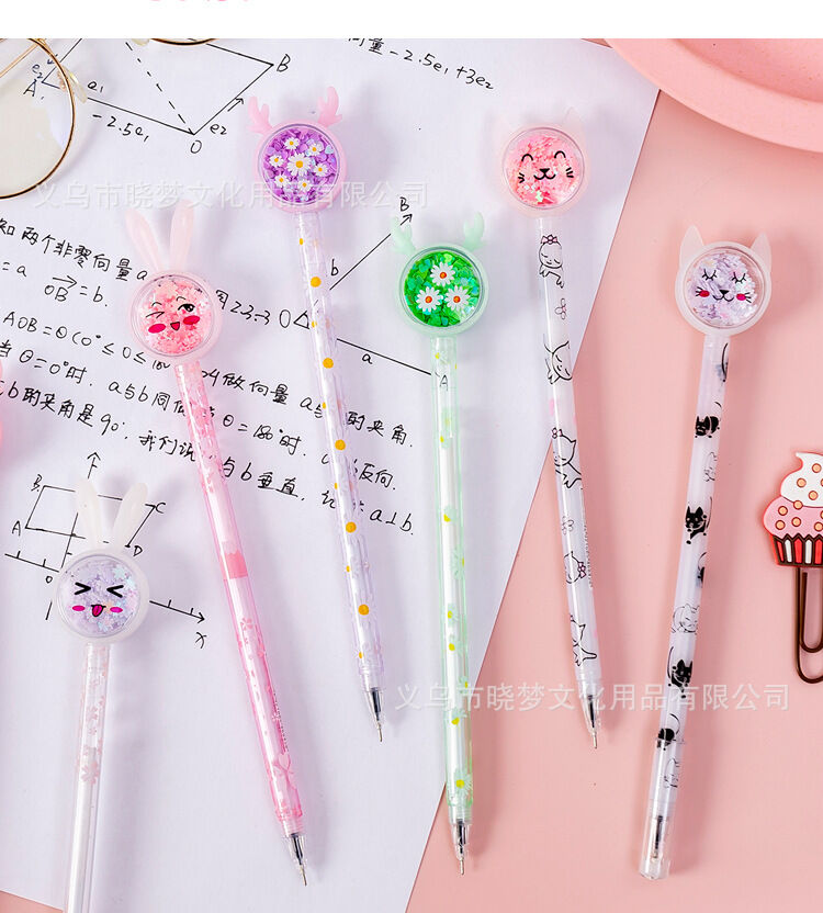 Bút mực gel đầu thỏ kim tuyến siêu dễ thương