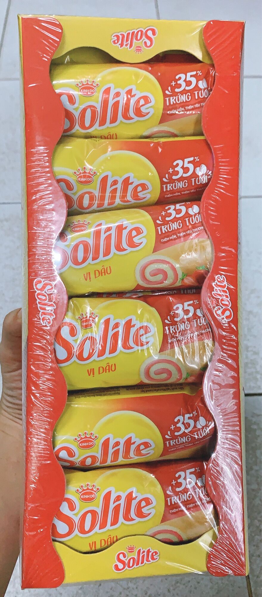 [socola/ dâu/ dứa/bơ sữa]Bánh Solite bông lan cuộn kem 360g (20 pack*18g)