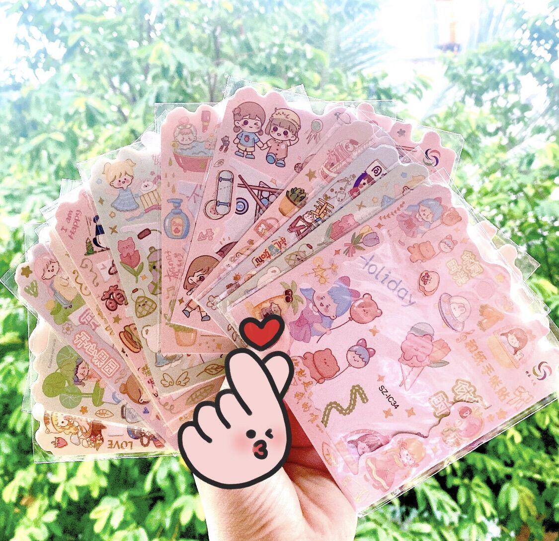 Set 3 tấm sticker cắt sẵn đáng yêu