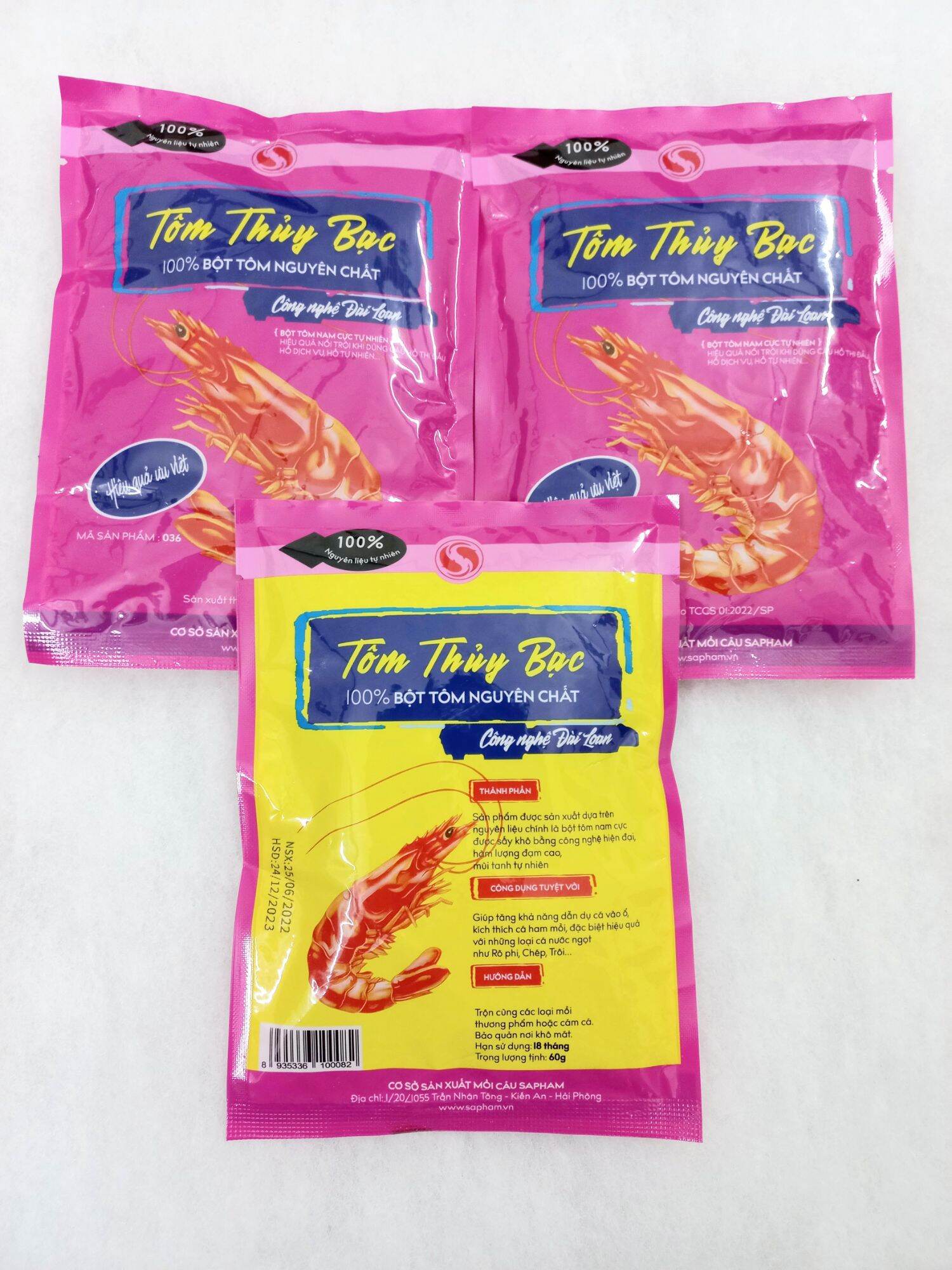 mồi câu tôm thủy bạc bao bì mới