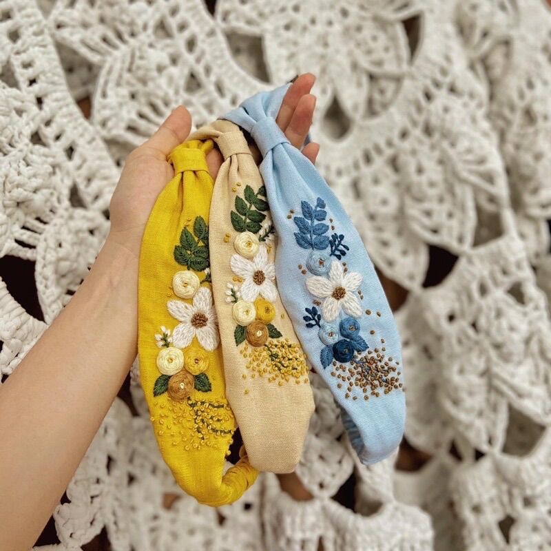 Turban Bờm Đội Tóc Thêu Tay Thủ Công - Pong Embroidery