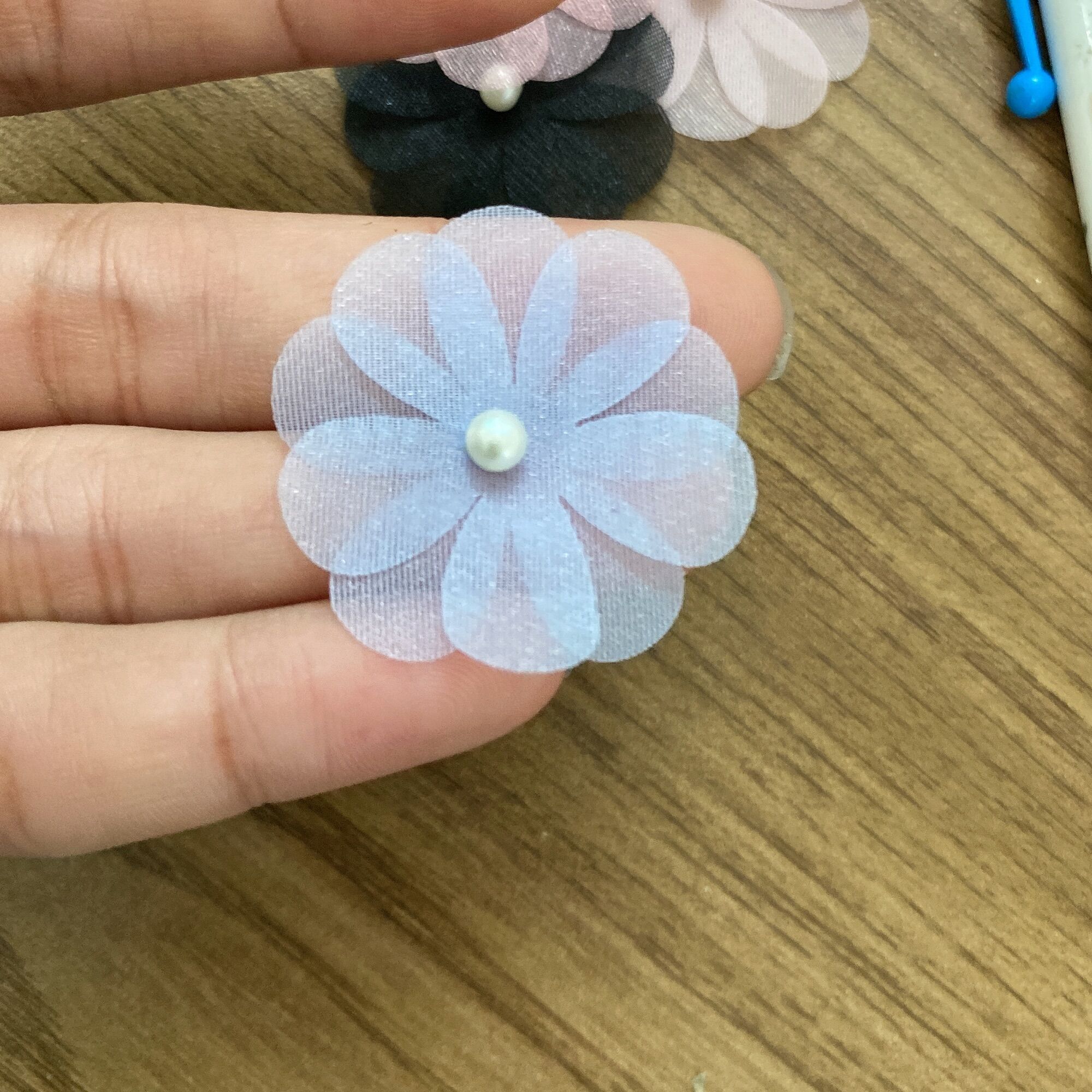 Set 10 HOA VOAN đóng ngọc sẴn size 3cm ( 2 lớp)